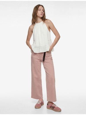 Koton Yüksek Bel Rahat Kalıp Cep Detaylı Geniş Paça Pantolon - Culotte Jeans