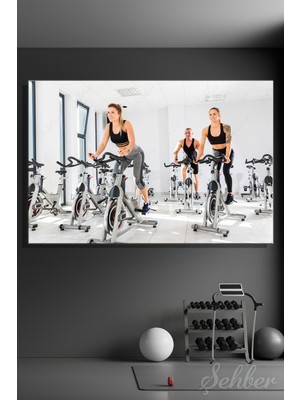 Şehber Yatay Kanvas Tablo Tekli Spor Salonu Fitness Eğitimi Egzersiz Kondisyon Bisikleti Kardiyo 2309