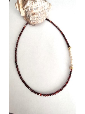 c-bhadu naturel Sertifikalı 4 mm Lal Garnet Granat, Inci Doğaltaş Kolye