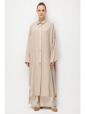 Micca %100 Lyocell Özel Detay Garnili Maxi Tunik Kap-Taş