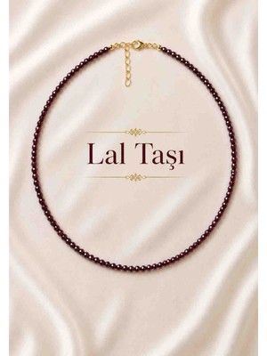 Cunda Doğal Taş Design Garnet Doğal Taş Kolye ( Vişne Garnet ) Elmas Kesim