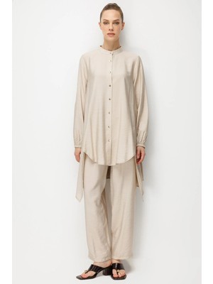 Micca Goldy %85 Lyocell Comfort Kalıp Zamansız Tunik-Pantolon Kombin Takım-Taş