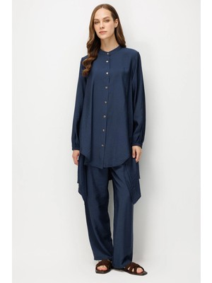 Micca Goldy %85 Lyocell Comfort Kalıp Zamansız Tunik-Pantolon Kombin Takım-Laci