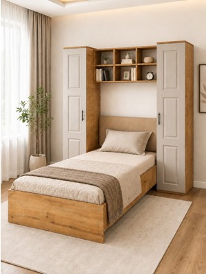 Setay Krayola, Viona 2 Kapaklı Kitaplıklı Karyola - 90X190