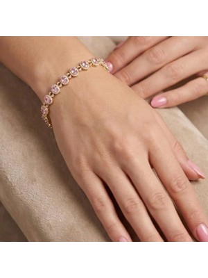 Pembe Taşlı Gold Xuping Bileklik