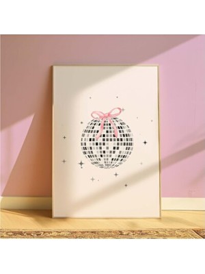 Empressco Pembe Disko Topu Posteri, Çerçevesiz, Renkli ve Eğlenceli Dekorasyon