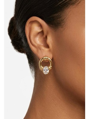 Xuping Oval Taşlı Gold Halka Küpe