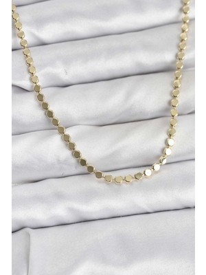 Epilons 316L Çelik Zincir Gold Renk Ezme Zincir Model  45 cm Kadın Kolye - TJ-BKO10777
