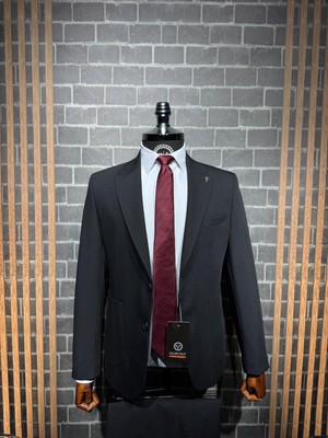 Dupont Classics Dupont Erkek Torba Cepli Takım Elbise - Slim Fit 6 Drop Çift Yırtmaç Likralı Viskon