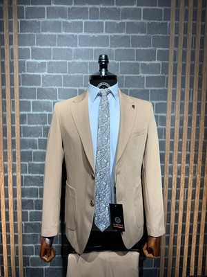 Dupont Classics Dupont Erkek Torba Cepli Takım Elbise - Slim Fit 6 Drop Çift Yırtmaç Likralı Viskon