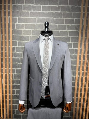 Dupont Classics Dupont Erkek Torba Cepli Takım Elbise - Slim Fit 6 Drop Çift Yırtmaç Likralı Viskon