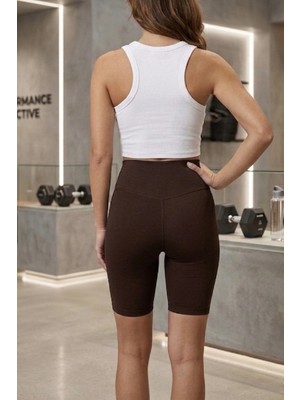 Meyou Bags Kadın Yüksek Bel Günlük ve Spor Biker Kısa Tayt