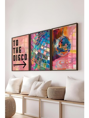 Empressco Siyah Çerçeveli Disko Topu Tablo Seti, 3'lü Poster Dekorasyonu