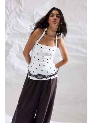 DeFacto Slim Fit Halter Yaka Ekru Atlet I2239AX26AU