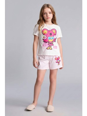 DeFacto Süper 1 Takım Lisanslı 2'li Beyaz Pijama Takımı Kız Çocuk H7996A826SM