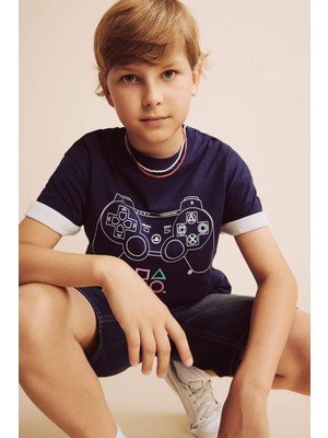 DeFacto %100 Pamuk PlayStation Oversize Tişört Erkek Çocuk G9074A826SM