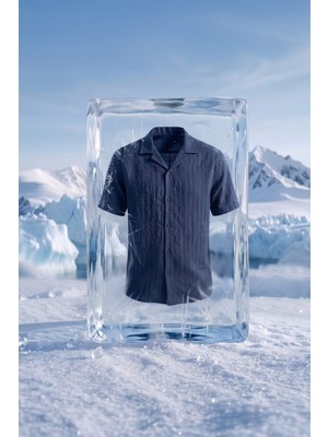 DeFacto Regular Fit Polo Yaka Çizgili Modal Kısa Kollu Lacivert Gömlek I0071AX26SM