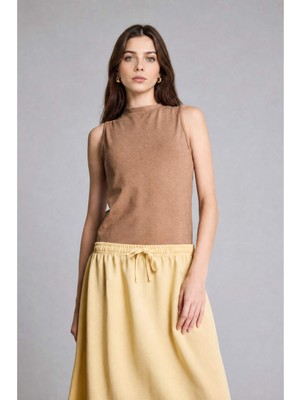 DeFacto Slim Fit Yarım Balıkçı Yaka Penye Açık Kahverengi Atlet H8040AX26SM