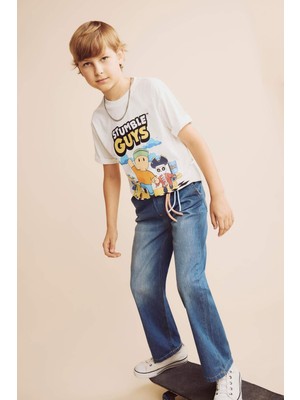 DeFacto %100 Pamuk Straight Fit Düz Paça Jean Pantolon Erkek Çocuk B5740A826SM