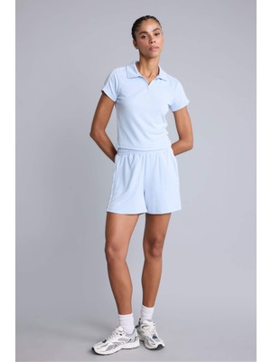 DeFacto Standart Fit Sporcu Kısa Paça Modal Açık Mavi Şort H7193AX26SM
