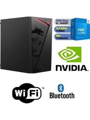 MSI Şafak-Ofis Pc Yeni Nesil Intel Core I5 14400F 16GB Ddr5 Ram 1tb M.2 SSD Gt 4gb Ekran Kartı 600W Win 11 Pro Wi-Fi Masaüstü Ofis ve Iş Bilgisayarı
