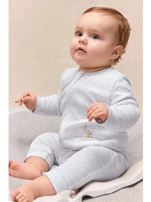 The White Company Organik Pamuklu Parti Hayvanları Nakışlı Cepli Bebek Uyku Tulumu