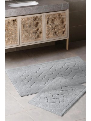 Aryıldız Home Aryıldızhome Banyo Halısı 2 Li Set Agata Açık Gri