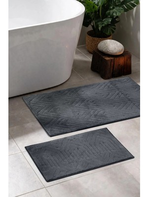 Aryıldız Home Aryıldızhome Banyo Halısı 2 Li Set Marlon Koyu Gri
