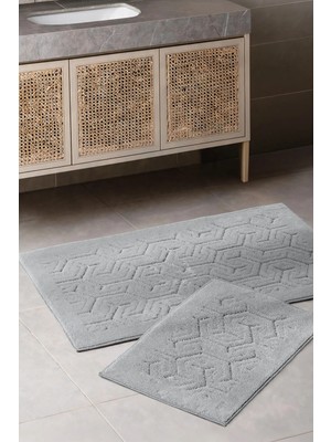 Aryıldız Home Aryıldızhome Banyo Halısı 2 Li Set Frelna Açık Gri