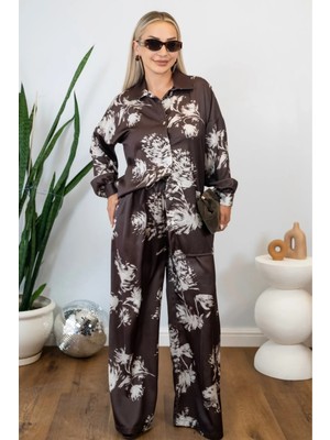 Muna Boutique Kahverengi Gömlek Alt Üst Takım