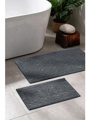 Aryıldız Home Aryıldızhome Banyo Halısı 2 Li Set Levina Koyu Gri