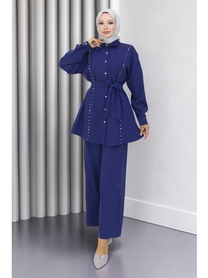 Missvalle Incili Kuşaklı Ikili Takım Indigo 19265