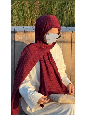 Qalortex Scarf Qalortex Bordo Renkli Premium Pamuklu Jakar Şal Hafif ve Yumuşak Dokusu ile Günlük Kullanıma Uygun