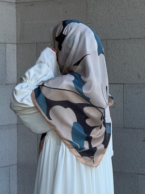 Qalortex Scarf Pamuklu Vera Desen Eşarp-Petrol