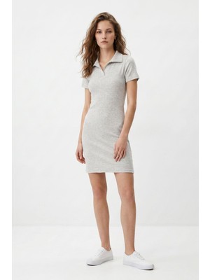 Rays Gri Polo Yaka Elbise 3026