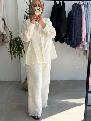Butik Duyawear Fistolu Ekru Takım