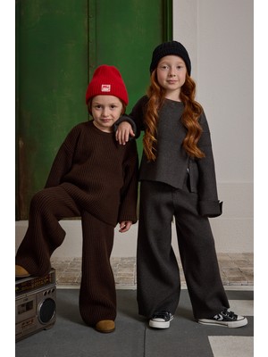Fahhar Kids Basic Triko Takım Acı Kahve