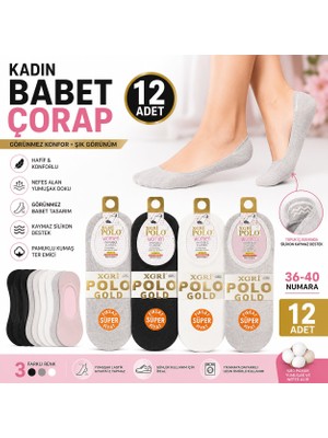 Trendhane 12 Çift Kadın Görünmez Babet Çorap, Pamuklu Günlük Ayakkabı Çorabı, 36-40 Numara