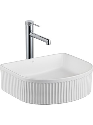 Lena E-W1005MB Tezgah Üstü Lavabo Mat Beyaz
