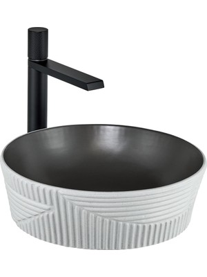 E-W1502MKG Tezgah Üstü Lavabo Mat Koyu Gri & Beyaz