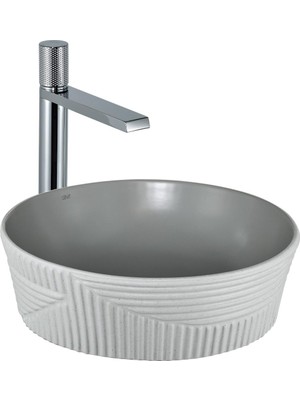 E-W1502MAG Tezgah Üstü Lavabo Mat Gri & Beyaz