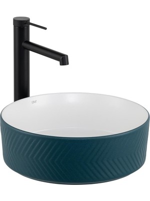 Lena E-W5002YB Tezgah Üstü Lavabo Mat Yeşil & Parlak Beyaz