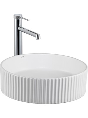 Lena E-W1001MB Tezgah Üstü Mat Beyaz Lavabo