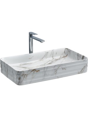 Lena E-2106M1 Tezgah Üstü Porselen Lavabo