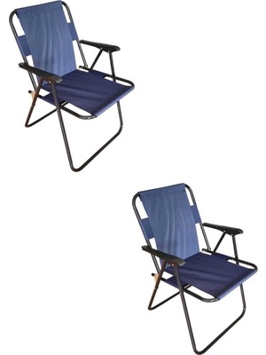Woodensa Plastik Kollu Katlanir 2 Li Piknik ve Kamp Sandalyesi Mavi 46,5X40,5X41 cm Sirt 57X55X81 cm
