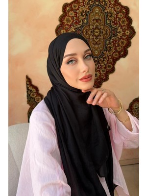 İmaj Butik Siyah Pamuklu Jakar Şal