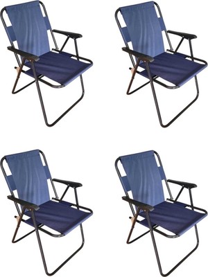 Woodensa Plastik Kollu Katlanir 4 Lü Piknik ve Kamp Sandalyesi Mavi 46,5X40,5X41 cm Sirt 57X55X81 cm
