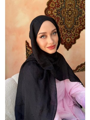 İmaj Butik Siyah Pamuklu Jakar Şal
