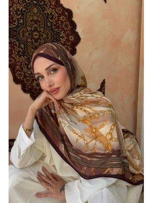 İmaj Butik Mürdüm Pudra Desenli Ipek Şal