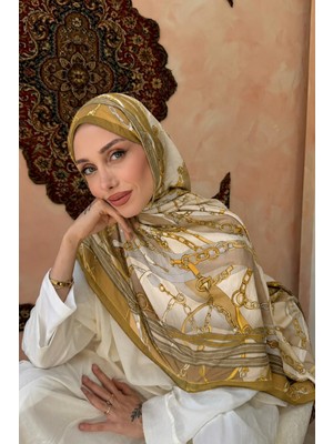 İmaj Butik Camel Desenli Ipek Şal